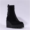 Marco Moreo Liege Front Zip Wedge Boot - Black Suede